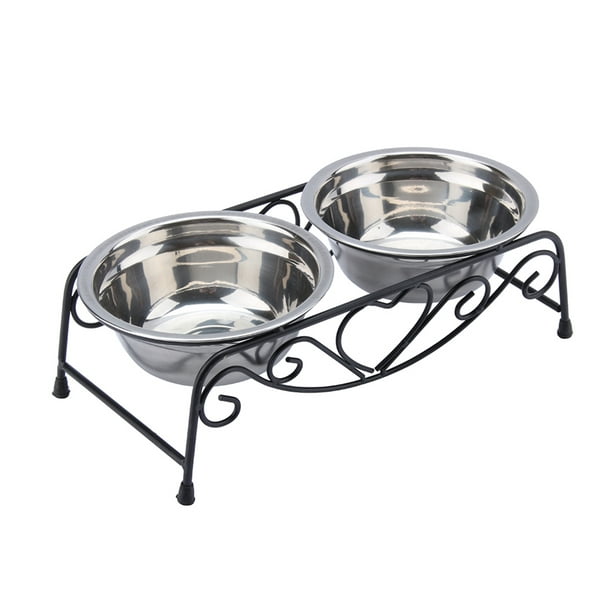 Double Dog Bowls, Dog Bowls, Black Easily For Pet Domestic Pets