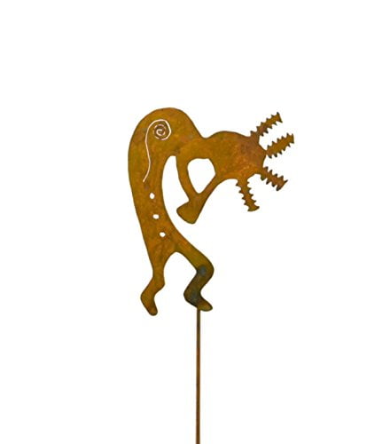 Oregardenworks Outdoor Garden Decor, Rusty Metal Yard Art, Kokopelli Garden Stake by Oregardenworks