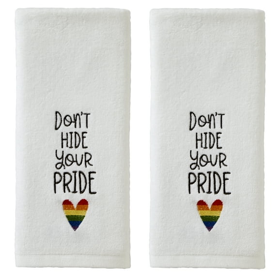 SKL Home Dont Hide Your Pride Hand Towel (2-Pack), White, 16x26, Cotton