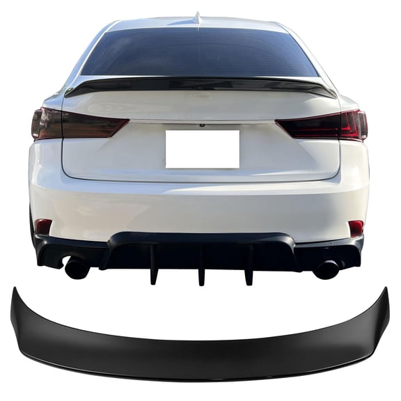 Ikon Motorsports Trunk Spoiler Fits 2014-2020 Lexus IS200t IS250 IS300 IS350 Sedan, AR Style Matte Black ABS Add-on Rear Trunk Lid Spoiler Wing