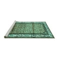 thumbnail image 2 of Ahgly Company Machine Washable Indoor Round Persian Turquoise Blue Traditional Area Rugs, 4' Round, 2 of 4