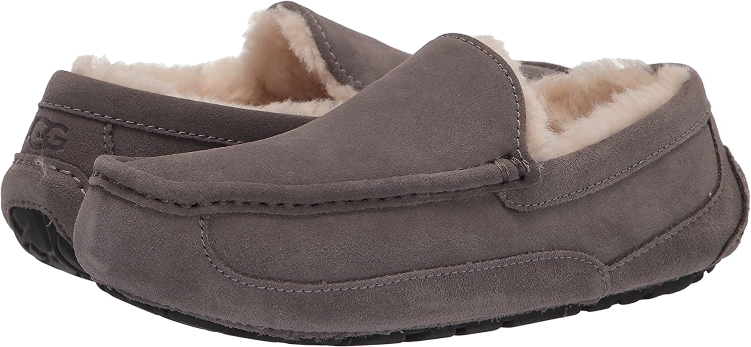 UGG Men’s gray ascot moccasin slippers, suede size 11 UGG Mens Ascot Suede Moccasin Slippers Brown Shearling Lined  main image 2