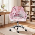thumbnail image 2 of Xoenoiee Butterfly Cherry Blossom Print Curved Back Dining Chair Covers with Arms Bar Stool Covers with Armrest Reusable Modern Accent Vanity Chair Slipcover with Elastic Bottom, Easy to Install, 2 of 7