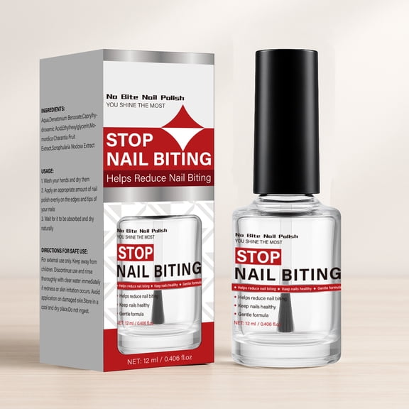 Anti Biting Nail Polish, Nail Biting Prevention Treatment for Adults & Kids, Long-Lasting Thumb Sucking Deterrent, Fast-Drying, Promotes Healthy Nail Growth, Easy Application, 0.4 Fl Oz