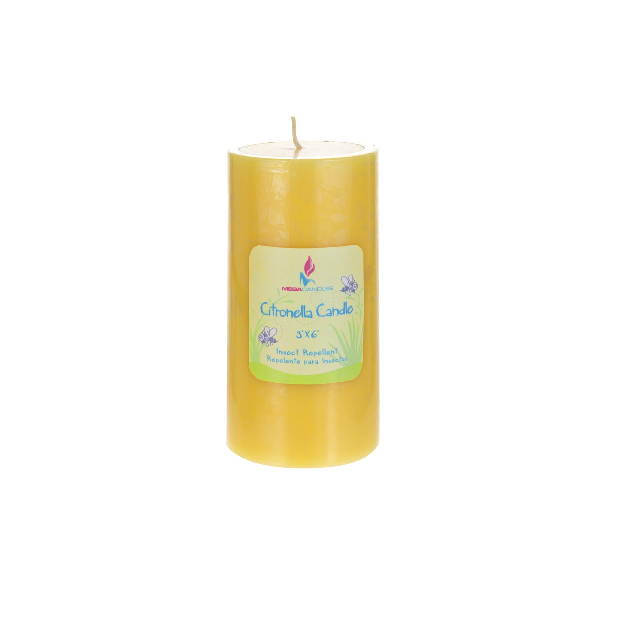 Mega Candles 1 pcs Citronella Round Pillar Candle Hand Poured Wax