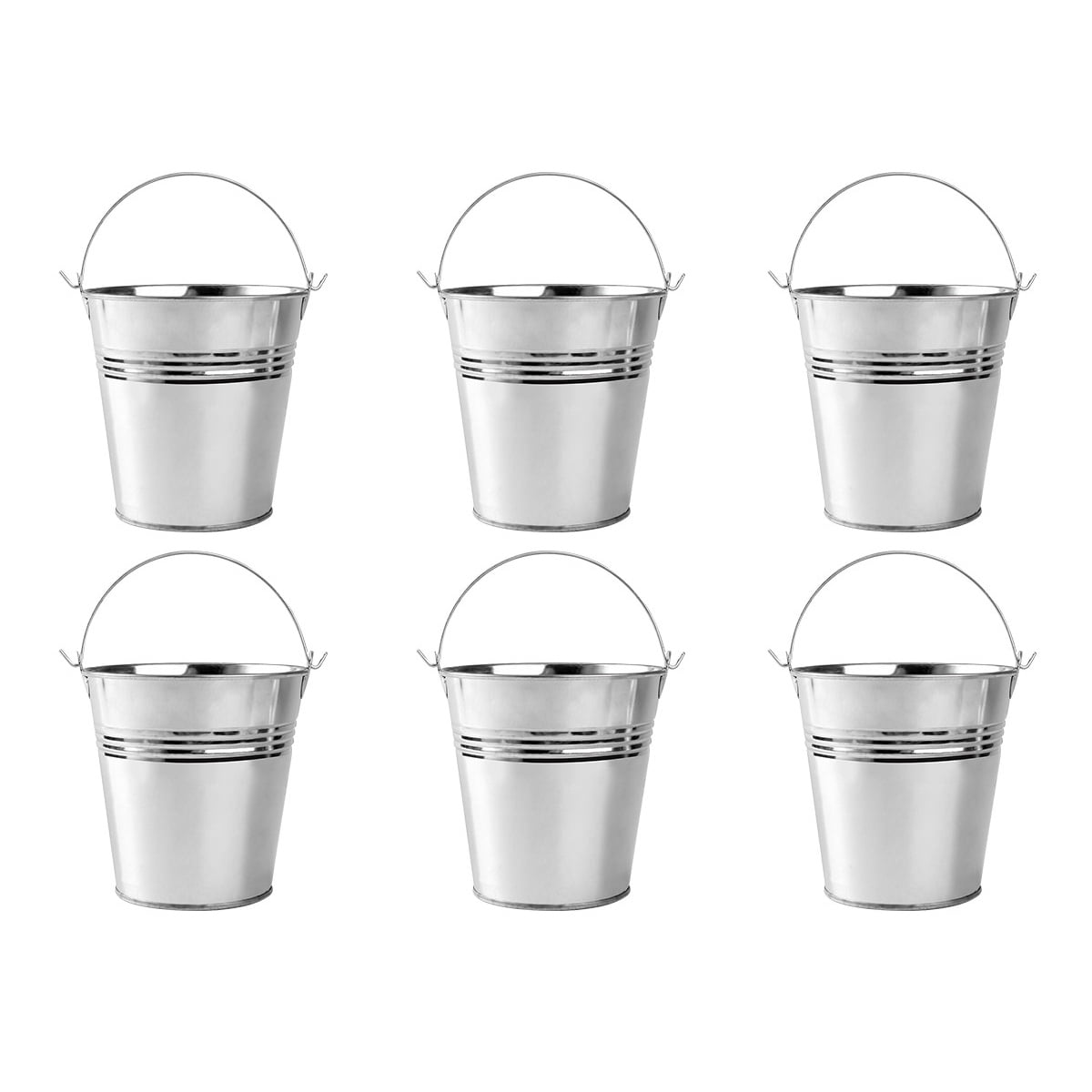 Storage Pots 6pcs Mini Serving Tinplate Buckets Kitchen Bucket for Chips Food 