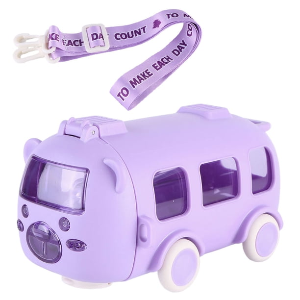 Botella de agua con forma de autobús de 500ML, taza de agua a prueba de fugas para Camping Picnic (púrpura)