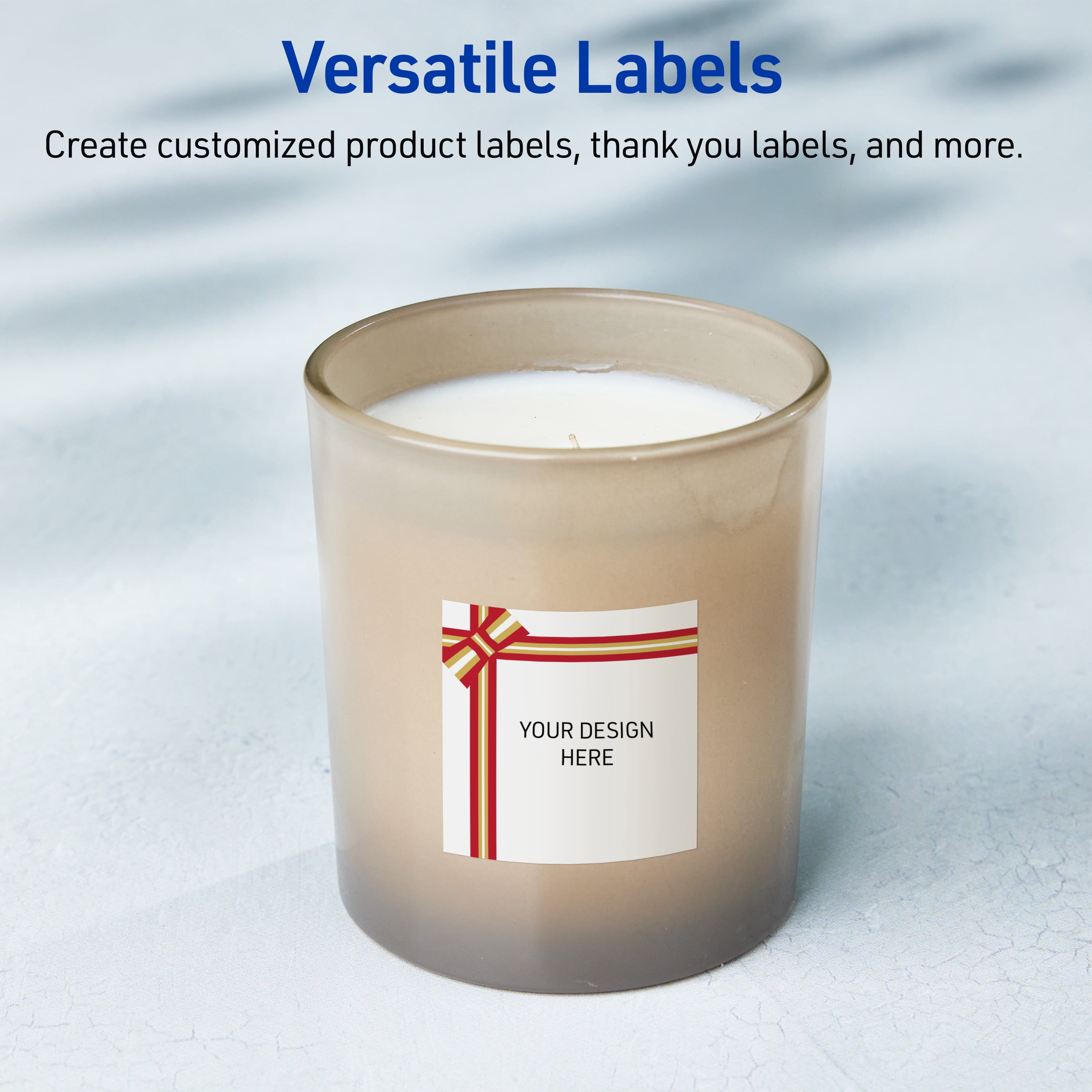 Avery Labels, 3" x 3", Matte White, Red & Metallic Gold Gift Bow