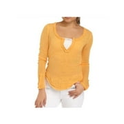 FREE PEOPLE Womens Orange Long Sleeve V Neck Top Size: M