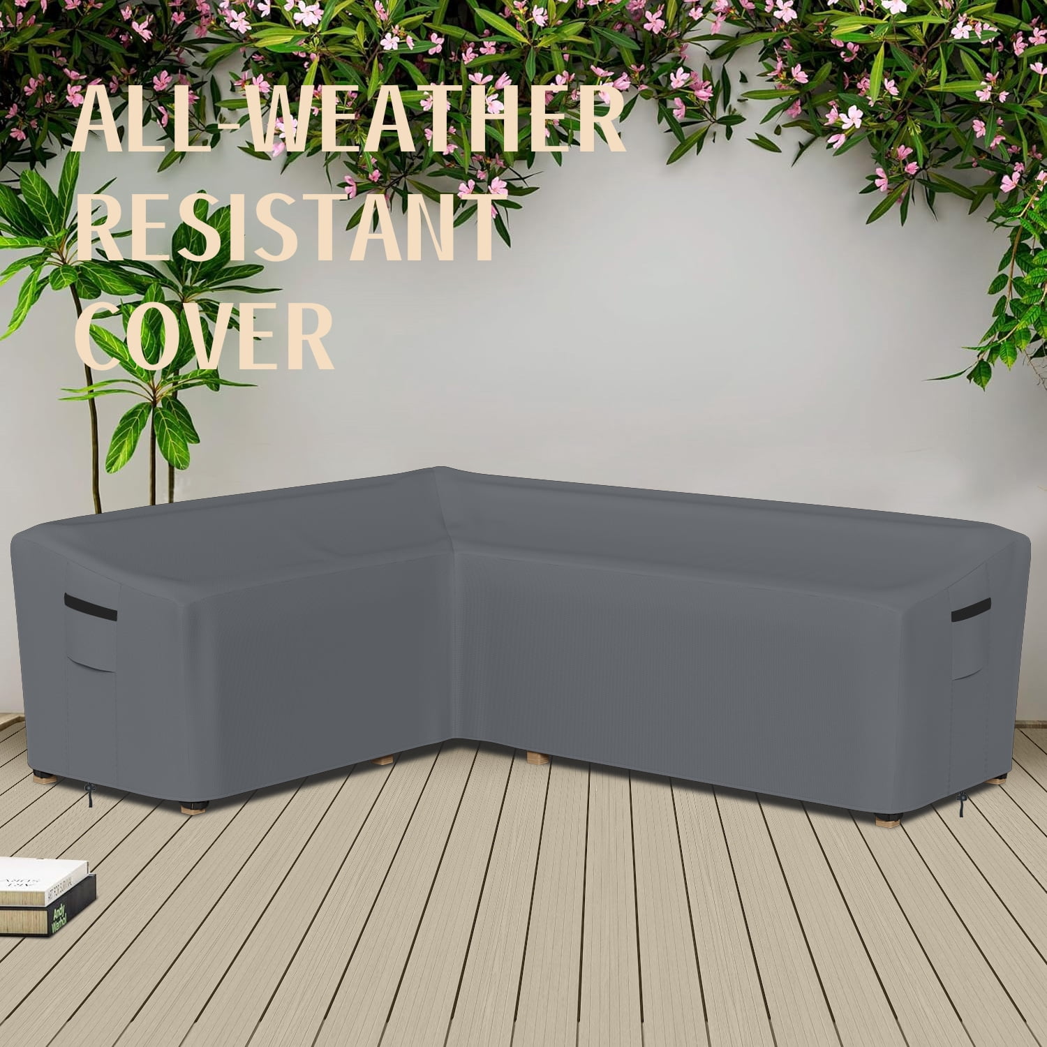 Patio L-Shaped Sectional Cover, 83'' x 104'' Length Left Facing, Heavy-Duty Waterproof UV-Resistant Outdoor Furniture Cover, Easy to Use & Care, Gray