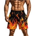 thumbnail image 2 of Men Athletic Shorts Men's Shorts Casual Men's Casual Homewear Flame Printing Funny Printed Trousers Beach Sports Shorts Fast-Drying Trousers Orange XXXL, 2 of 9