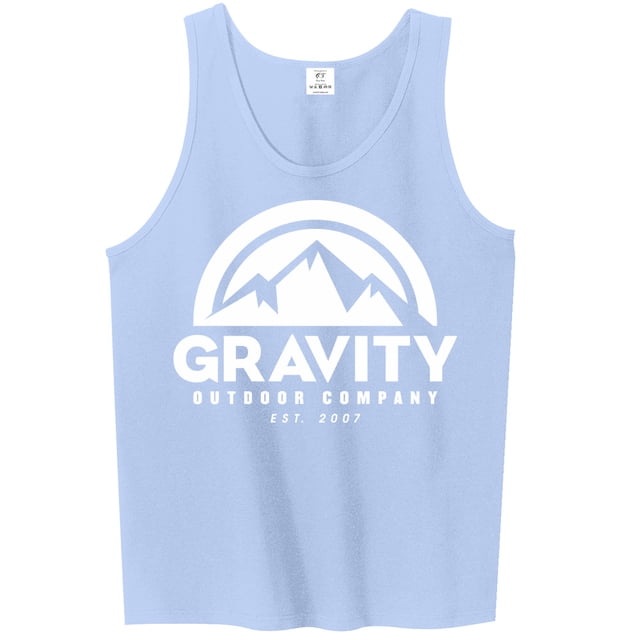 Top sin mangas para hombre de gravedad al aire libre de Gravity Outdoor - Logo blanco - Carolina - M Gravity Outdoor Co. Camiseta sin mangas