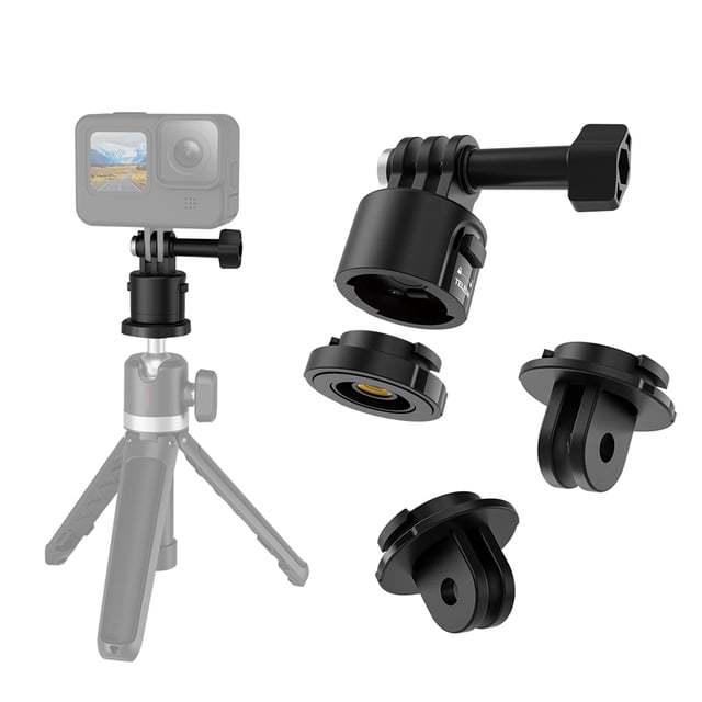 TELESIN CQM-001 Magnetic Suction Adapter Tripod Adapter Quick Release Base Mount Action Camera Accessories Screws Free with Sports Camera Magnetic Mount Base & 1/4in Magnetic Base Compatible with