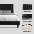 thumbnail image 5 of Allewie Queen Velvet Upholstered Bed Frame with Vertical Channel Tufted Headboard, Black, 5 of 10