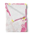 thumbnail image 2 of Luau Soft Flannel Fleece Throw Blanket, Graphic Frame of Pink Hibiscus Flourish Hawaiian Nature Abstract Style, Cozy Plush for Indoor and Outdoor Use, 50" x 70", Pink Yellow and Peach, by Ambesonne, 2 of 5