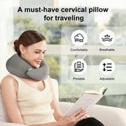 Eoumupi Neck Support Memory Foam Travel Neck Pillow, Gray, 1 Count