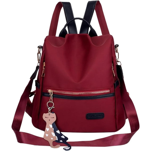 Mochila para mujer XINYU con colgante bolso de viaje mediana roja