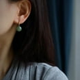 thumbnail image 3 of 14K Gold White Jade and Green Jade Round Bead Earrings For Women, Unique Gift for Friends On Christmas, 3 of 5