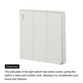 thumbnail image 4 of Light Switch Wall Panel Push Button 3 Gang 2 Way White 250V 10A 86mmx86mm, 4 of 5