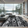 thumbnail image 2 of ODIKA 8'x10' Washable Area Rug Non-Shedding, Easy Care, Grey Abstract Striped Grid Design Mid Century Minimalist Vertical Blocks for King Size Bedroom Under Bed, Master Suite, 2 of 7