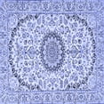 thumbnail image 1 of Ahgly Company Machine Washable Indoor Square Medallion Blue Traditional Area Rugs, 6' Square, 1 of 4