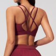 thumbnail image 5 of VISALY Racerback Athletic Sports Bra High Support Stretch Fit Top Gym Running Training Sports Bra Square Neck Bralette Supportive Unlined No Underwire Wireless Padded Yoga Workout Bra Tops Wine S, 5 of 9