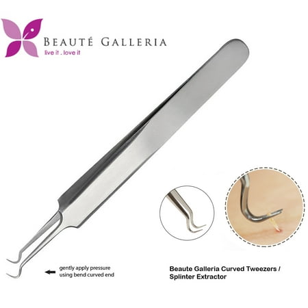 Beaute Galleria Premium Stainless Steel Bend Curved Blemish Extractor Tool for Remove Comedones Whitehead Blackhead Acne