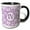 Black/White, variant on 3drose, Letter W in Circle over Swirly Floral Pattern in Purple and White, 11oz Two-tone Black Mug