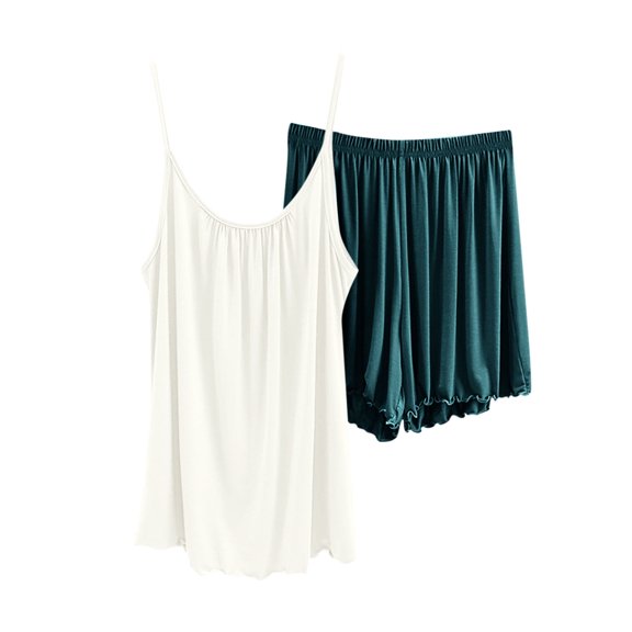 yillto Cami Pajamas Set for Womens Sleeveless Tank Shirts Top and Loose Shorts 2 Piece Soft Lounge Pjs Outfits