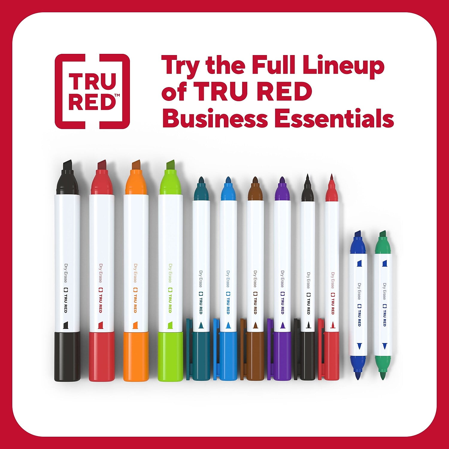 TRU RED Tank Dry Erase Markers Chisel Tip Assorted TR56880 