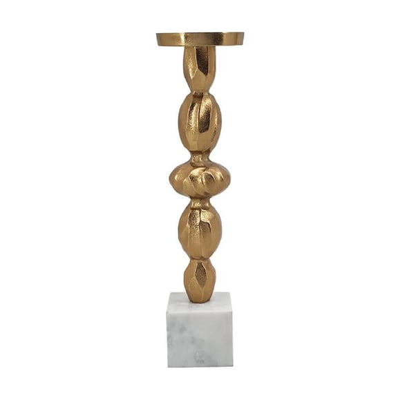 A&B Home Aluminum Diamond Stem Pillar Holder - 4.5" x 4.5" x 17.1" - Gold/White