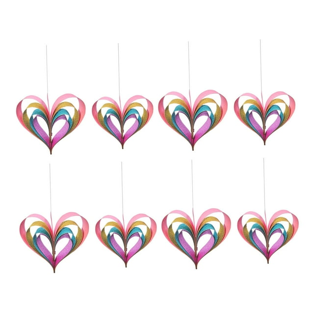 8 guirnaldas de papel en forma de corazón para compromiso, propuesta, adornos de corazón 3D para el Día de Valentín, Día de Madre y fiesta. multicolor