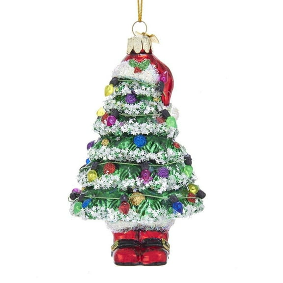 Kurt Adler Noble Gems 5.25-Inch Glass Christmas Tree Ornament with Santa Hat & Boots – Holiday Décor
