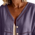 thumbnail image 7 of Xdegoge Cotton Linen Cardigan for Women 3/4 Sleeve Button Down Shirts Solid Casual Basic Summer Trendy Peasant Comfortable Clothing, 7 of 7