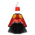 thumbnail image 4 of JanJean Kids Girls Honor Guard Costume Sets Long Sleeve Leotard Dress with Feather Hat Halloween Red 16, 4 of 7