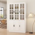 thumbnail image 3 of Timechee 78.7"H Combo Buffet Sideboard White Curio Bookcase Cabinet Glass Door 47.2"W, 3 of 5