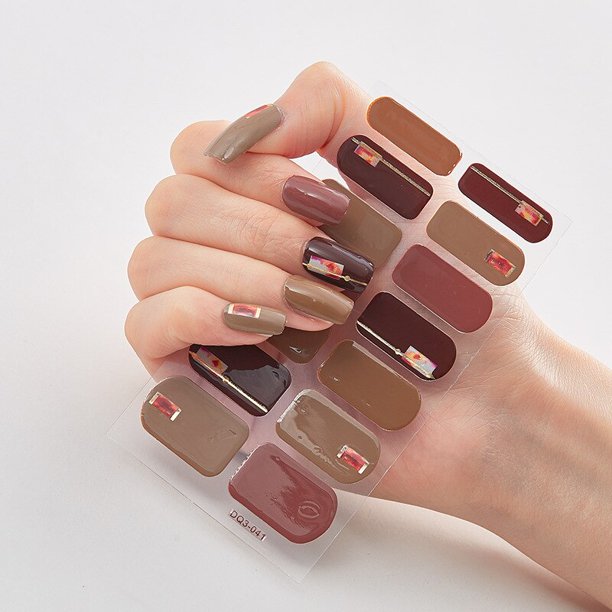 Pegatinas de uñas estampadas para mujer y niña, tiras de uñas, belleza completa, alta calidad, venta al por mayor