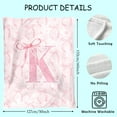 thumbnail image 5 of Coquette Pink Bow Throw Blanket, Personalized Initial Alphabet Fluffy Cozy Flannel Blanket, Monogrammed Gifts for Women, Unique Customized Blanket for Her Girls Christmas Birthday, 5 of 5