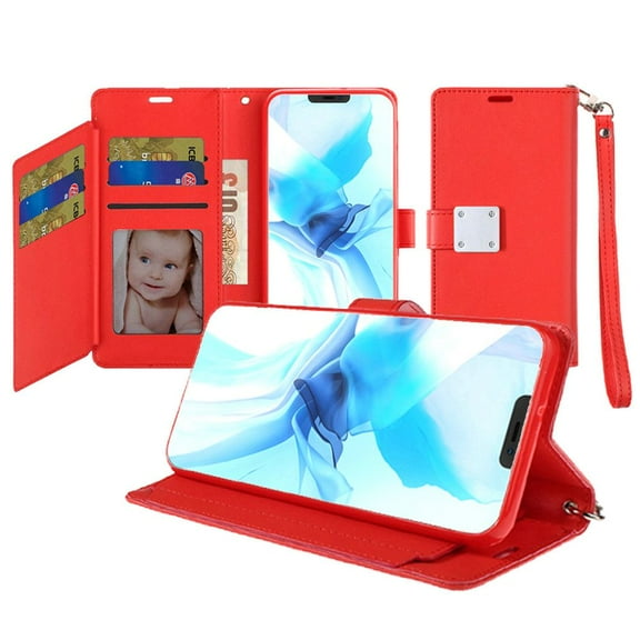 Xtra Series Essential Leather Wallet Stand Case for iPhone 13 Pro Max - Red
