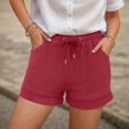 thumbnail image 4 of TTUHYWXI Shorts for Women Summer Casual High Waisted Drawstring Wide Leg Womens Gauze Shorts (Red, XXL), 4 of 7