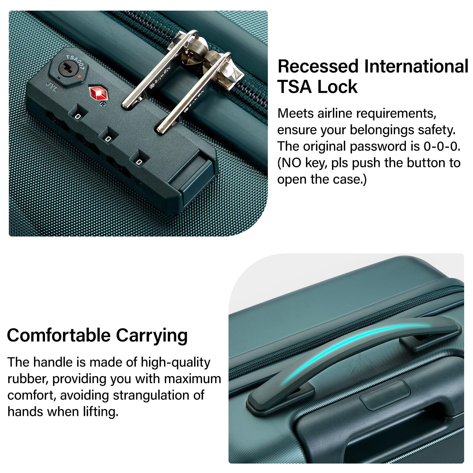 Hanke Luggage Sets 2 Piece with Spinner Wheels, 20/28 Inch Hard Shell Suitcases Set TSA Approved Luggage Travel Rolling Large Luggage(Blackish Green)