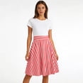 thumbnail image 5 of LWavelet Women's Striped Flared Midi Skirt, High Waist, Retro 4th of July & Vacation A-Line Skirt Red M, 5 of 6