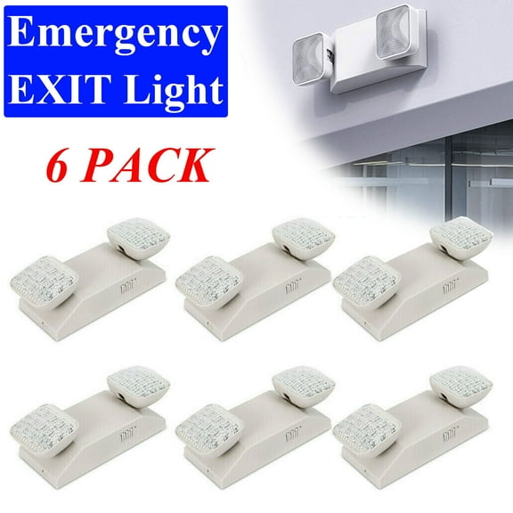 FETCOI 6 PACK Emergency EXIT Light Commercial Emergency Light with Battery Backup White