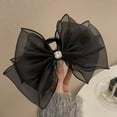 thumbnail image 7 of Black Tulle Bow Large Claw Clip Mesh Bowknot Hair Claw Clips Rhinestones Big Claw Clips for Thick Hair Ponytail Hair Claw Hair Clip Chiffon Hair Bows Hair Clips for Girls Hair Accessories for Women, 7 of 7
