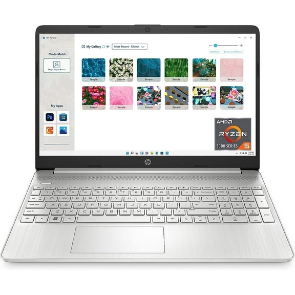 HP 15 inch Laptop, HD Display, AMD Ryzen 5 5500U, 8 GB RAM, 256 GB SSD, AMD Radeon Graphics, Windows 11 Home, 15-ef2099nr (2023)
