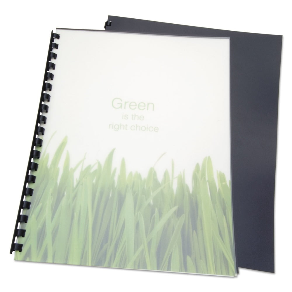 GBC 25818 11 in. x 8.5 in. Unpunched 100 Percent Recycled Poly Binding Cover - Black (25/Pack)