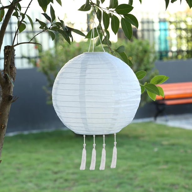 Linterna LED decorativa solar redonda para colgar en el jardín, iluminación de patio (blanco)