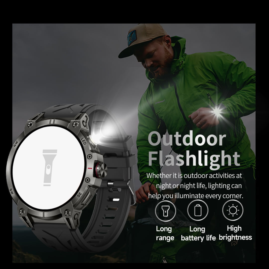 AIEK KC89 Smart Watch 760mah Large Battery life About7-10 days With Flashlight 1.85 inch Men Outdoors Sports Fitness Tracker Outdoor Sports Smartwatch