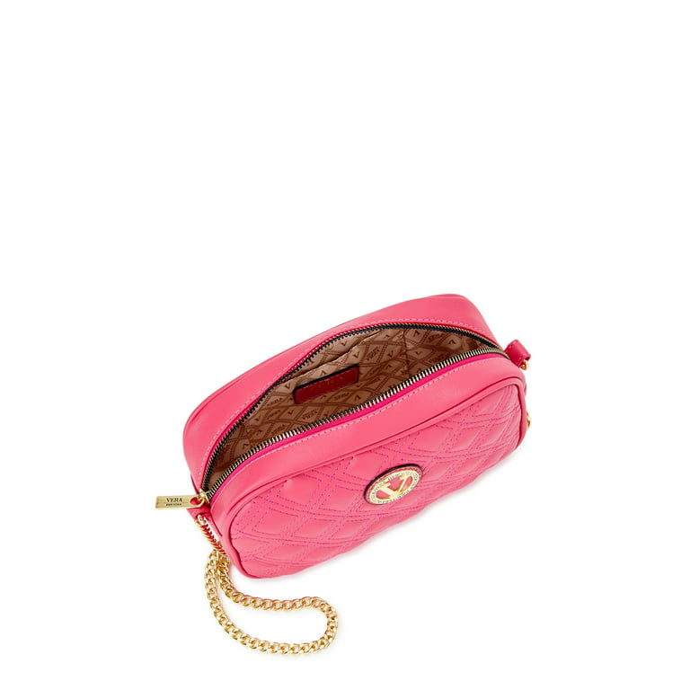 Vera New York Women's Marina Quilted Crossbody Handbag with Chain Straps  Berry 