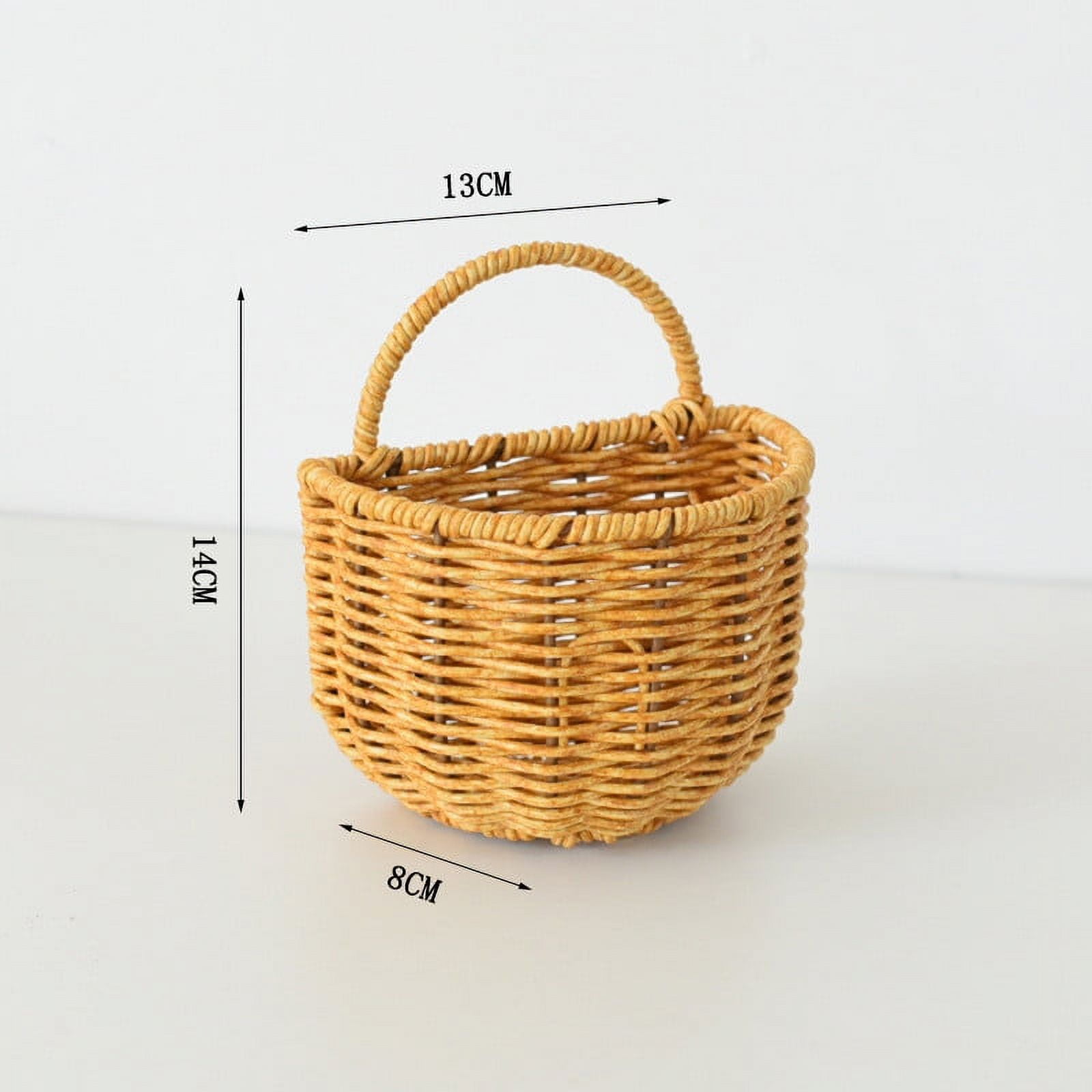 Iumwxz Panier Imitation Rotin Panier de Rangement Maquillage Maison Cuisine Rétro Mural Portable Multifonctionnel Panier de Rangement Artefact Panier de Rangement Plastique Tendances Maison
